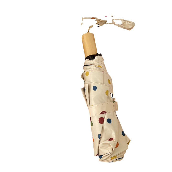 Ladies Automatic Folding Umbrella with Colorful Polka Dot Design Bowlift