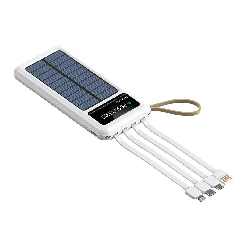Solar power bank with integrated light and multifunctional USB charging cable Bowlift