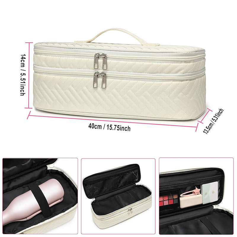 Cosmetic organizer bag for hair dryers and styling tools Bowlift