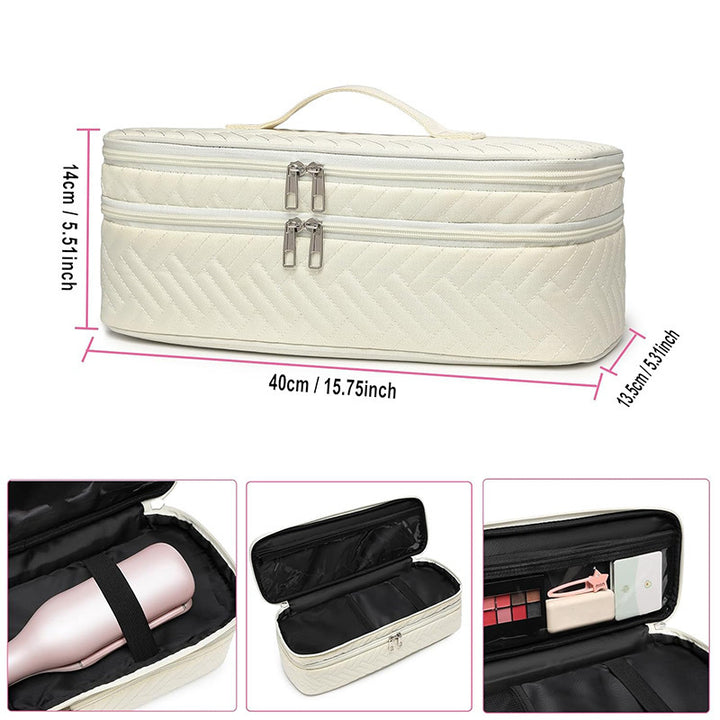 Cosmetic organizer bag for hair dryers and styling tools Bowlift