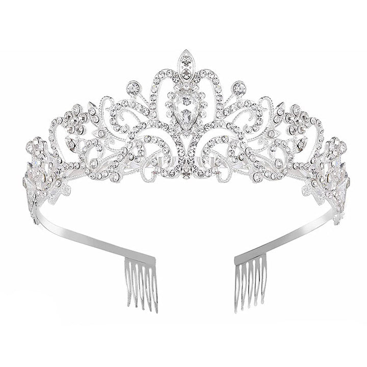 Ladies Sparkling Crystal Tiara with Filigree Design Bowlift
