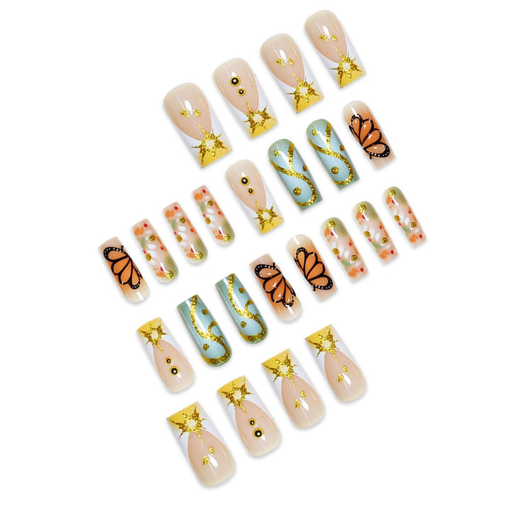 Artistic Butterfly-Themed Press-On Nail Set Bowlift