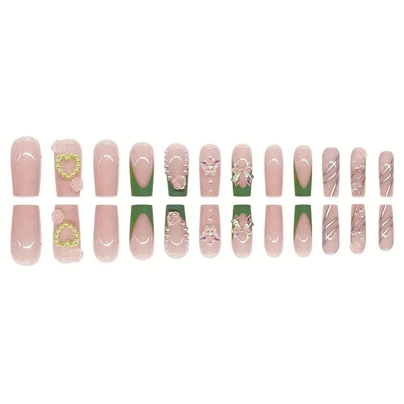 Decorative Acrylic Floral Press-On Nail Art Bowlift