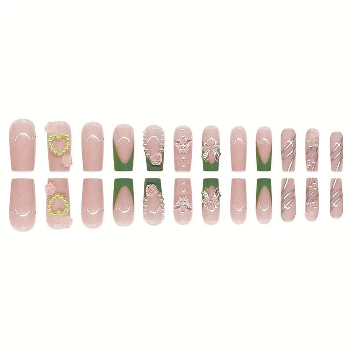 Decorative Acrylic Floral Press-On Nail Art Bowlift