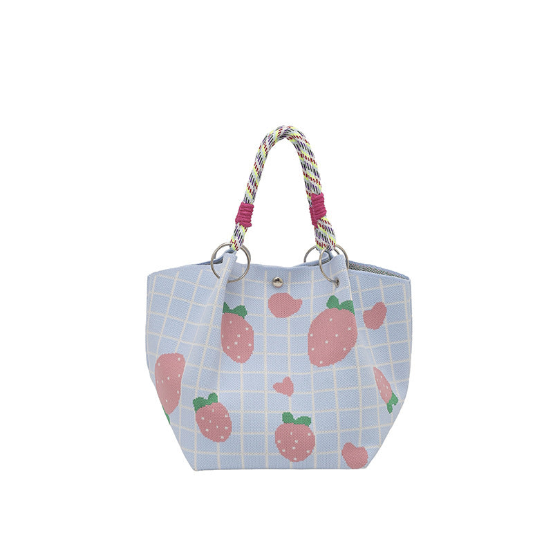 WoFloral Print Textured Handbag Bowlift