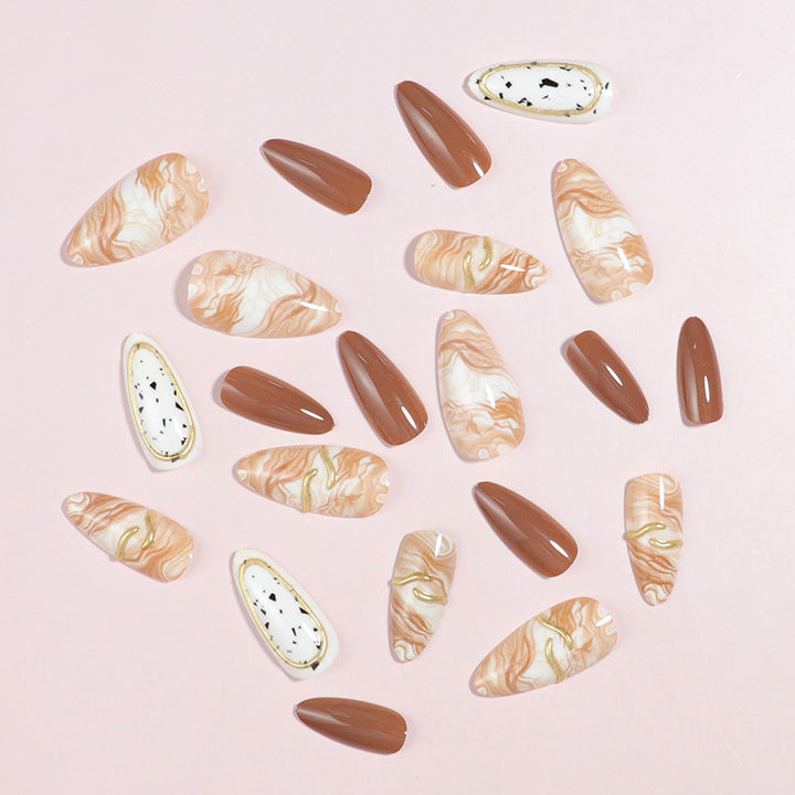Artistic Marble Design Press-On Nail Set Bowlift