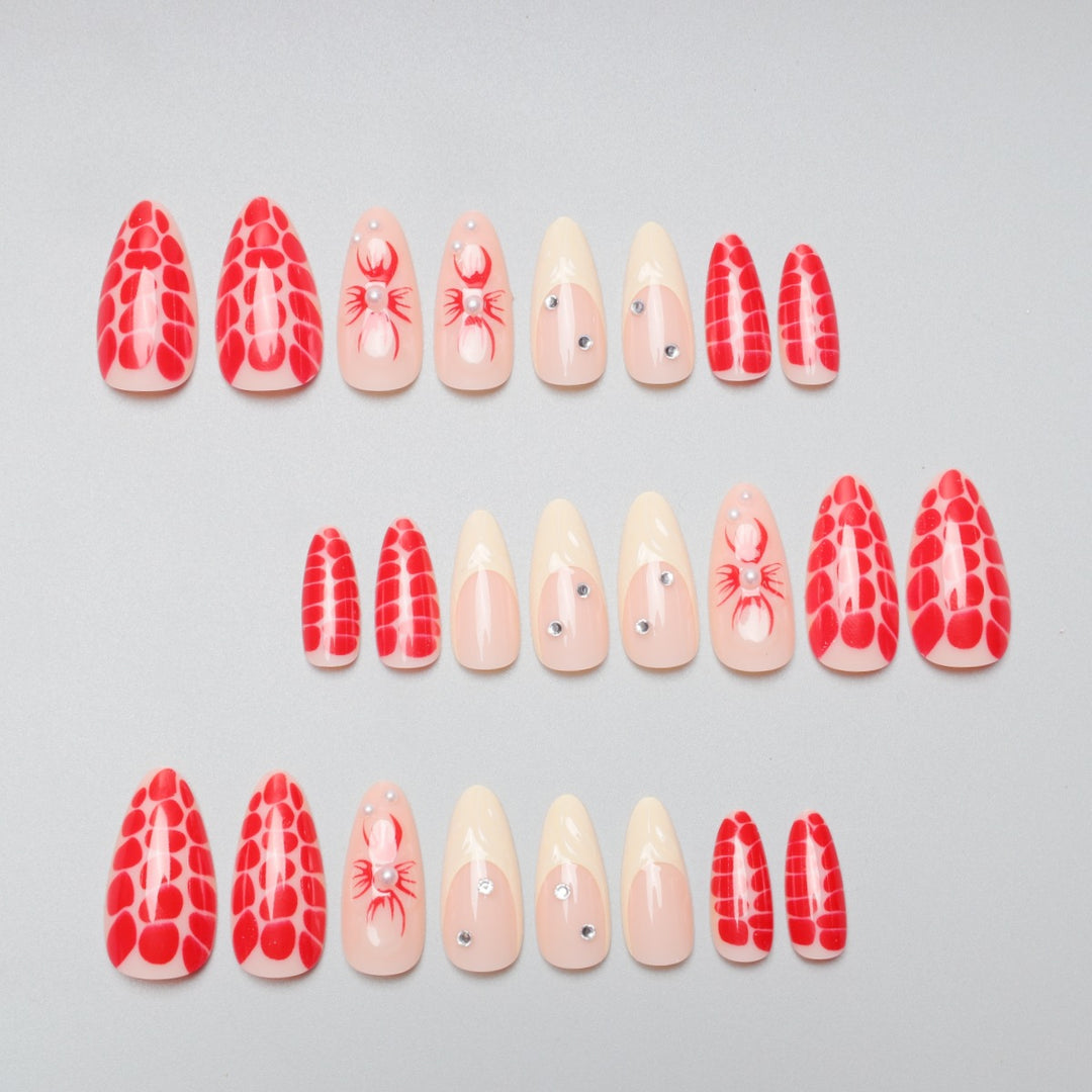 Artistic Floral and Texture Stiletto Nail Extensions Bowlift