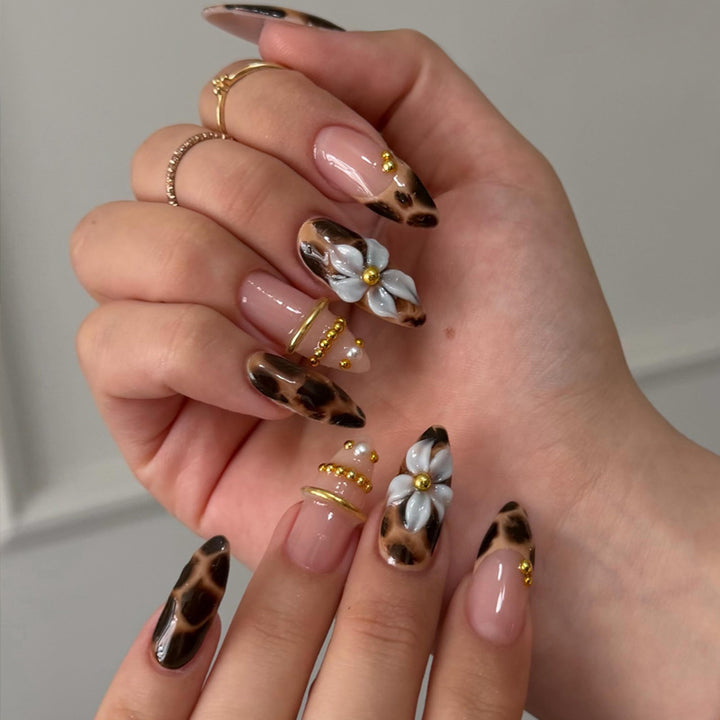 Artistic Faux Leopard Print Press-On Nails Bowlift
