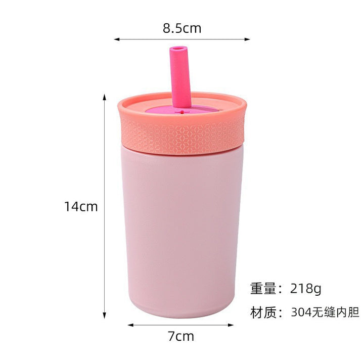 Women insulated coffee cup with integrated straw Bowlift