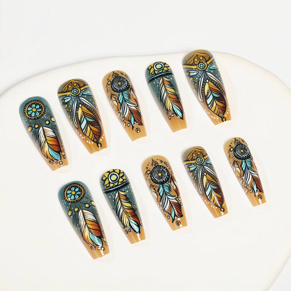 Creative feather design artificial nails Bowlift