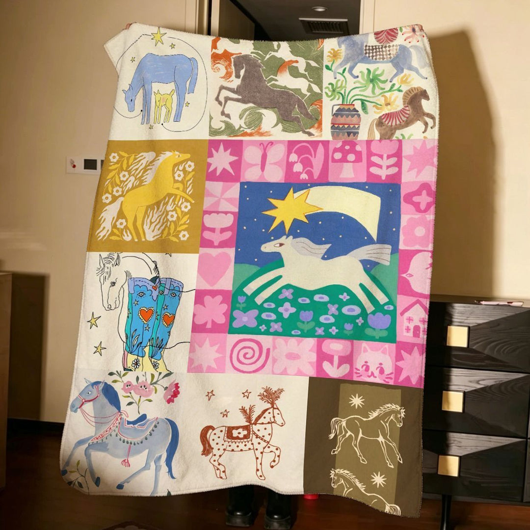 Artistic Horse-Themed Throw Blanket
