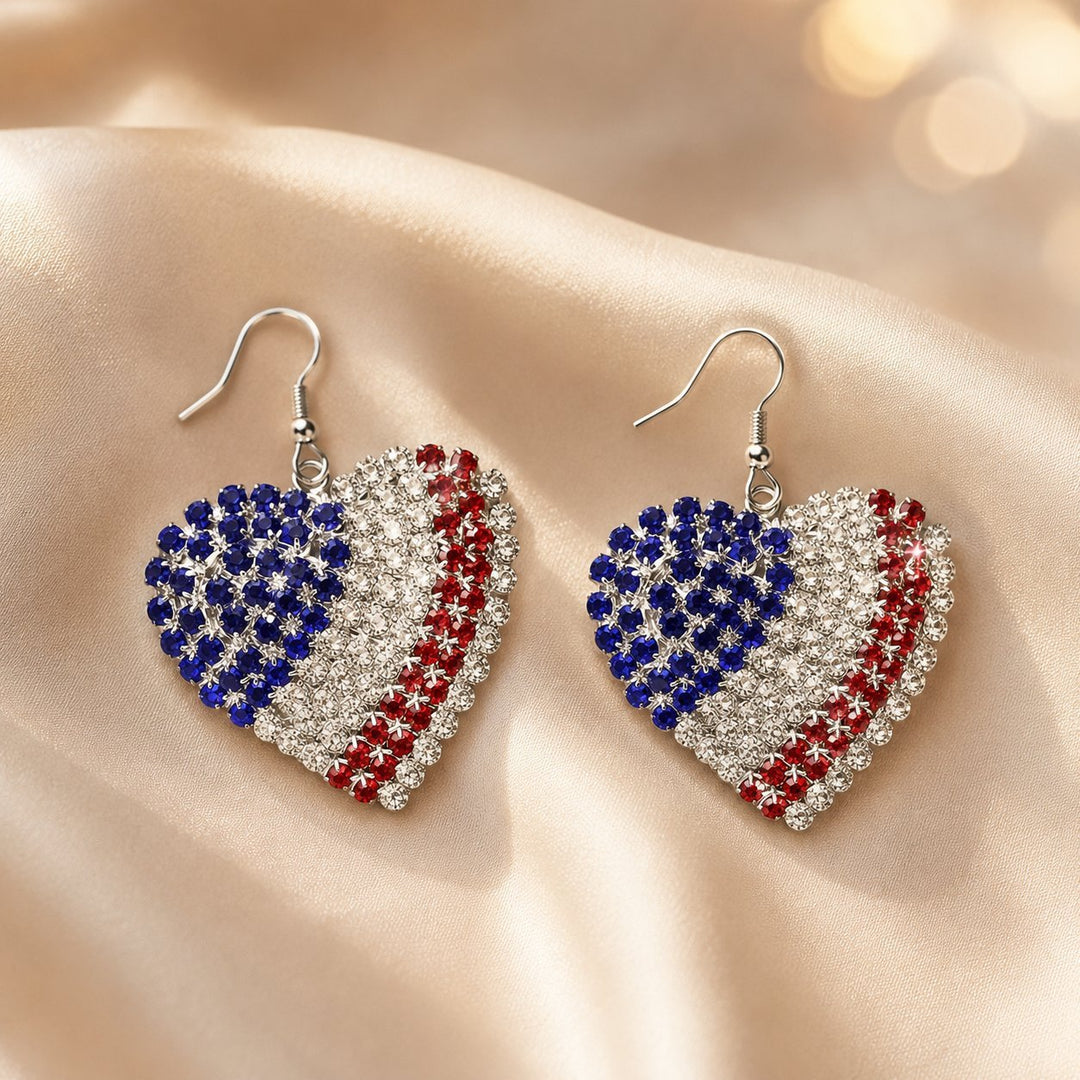Women's Statement Earrings made of enamel with star and stripe motif and crystal embellishment Bowlift