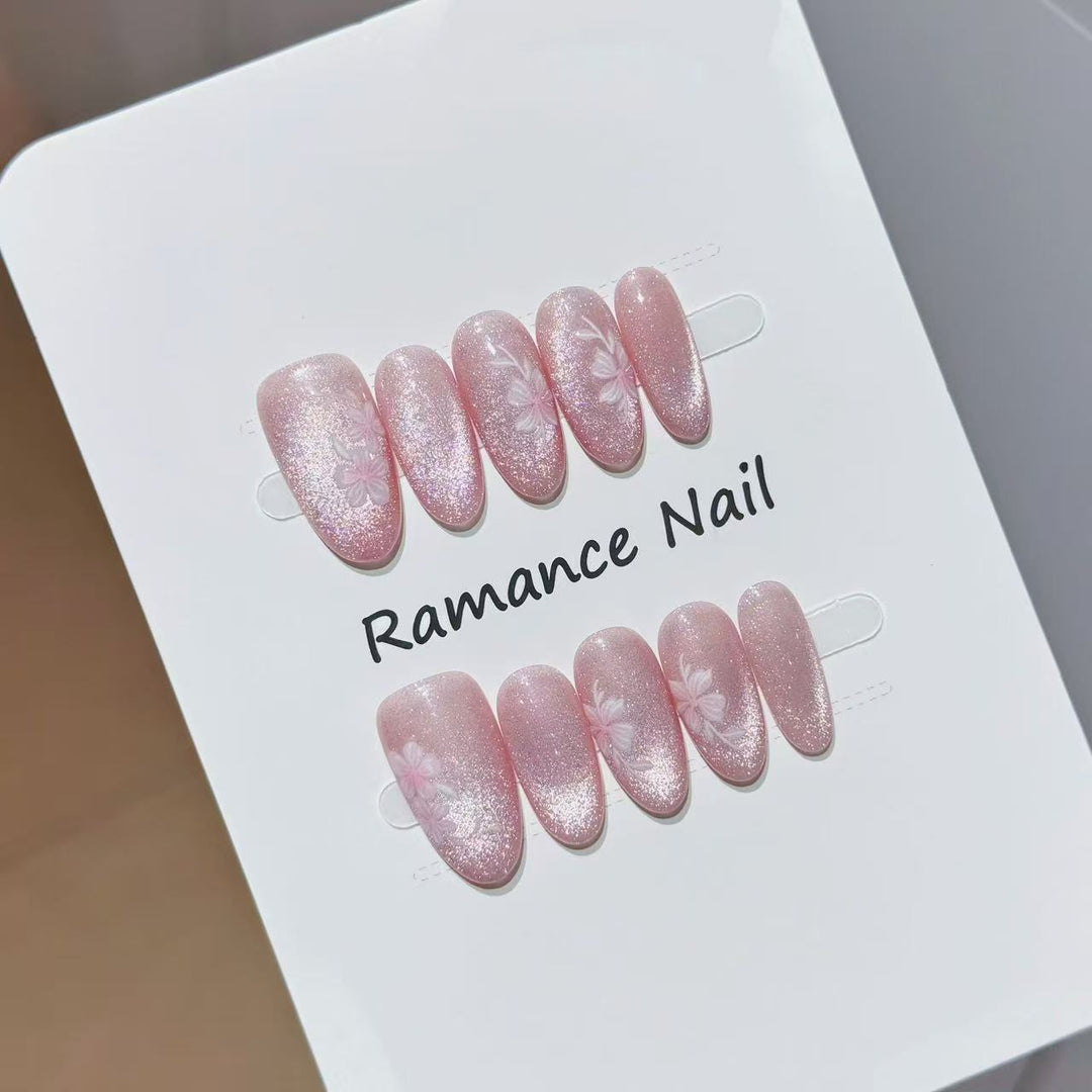 Floral Design Press-On Nail Set Bowlift