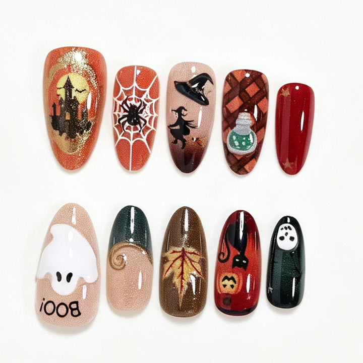Halloween-Themed Decorative Press-On Nail Art Set Bowlift