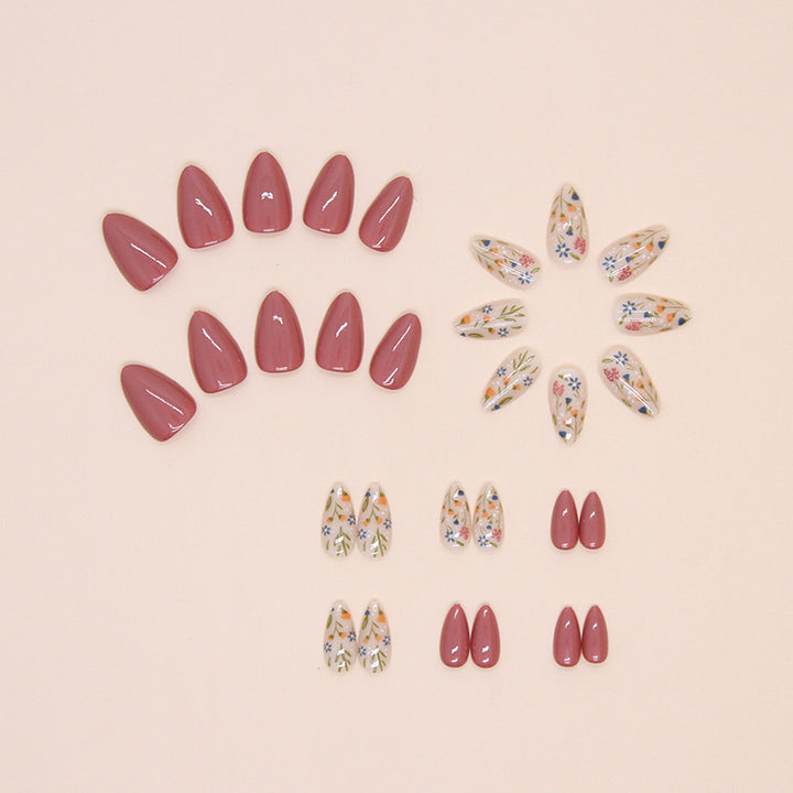 Artistic Floral Press-On Nail Art Bowlift