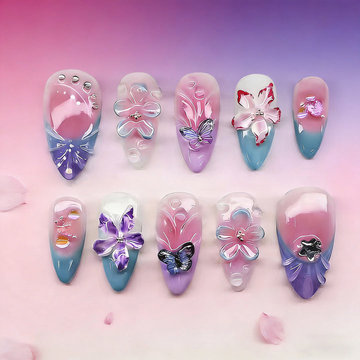 Elegant Artificial Nail Collection with Glitter Motifs Bowlift
