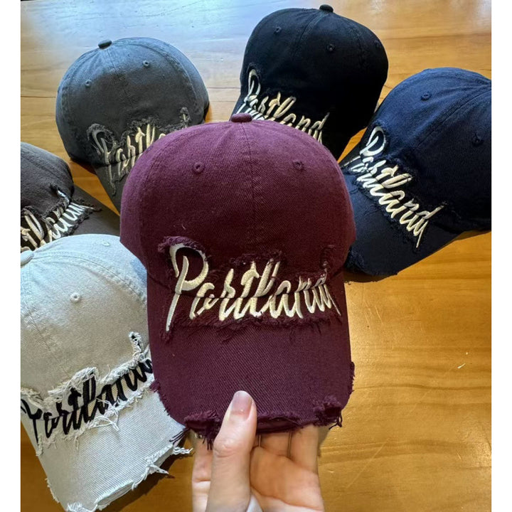 Unisex Distressed Cotton Baseball Cap Bowlift