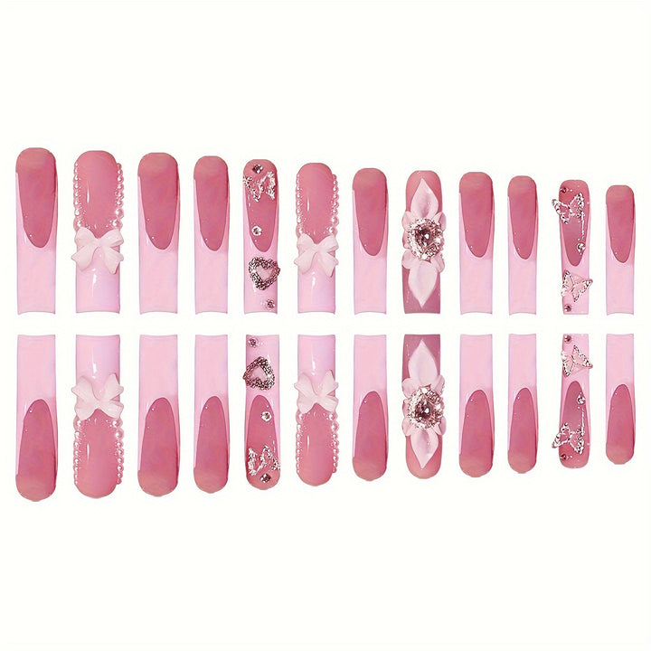 Decorative Press-On Nail Set Bowlift