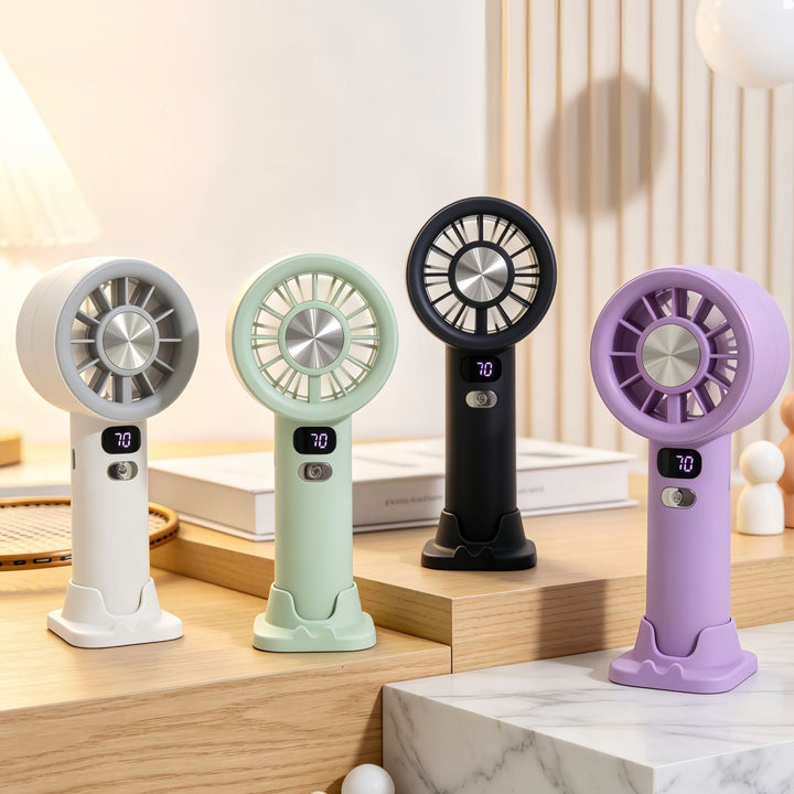 Women's portable hand fan with digital speed display Bowlift