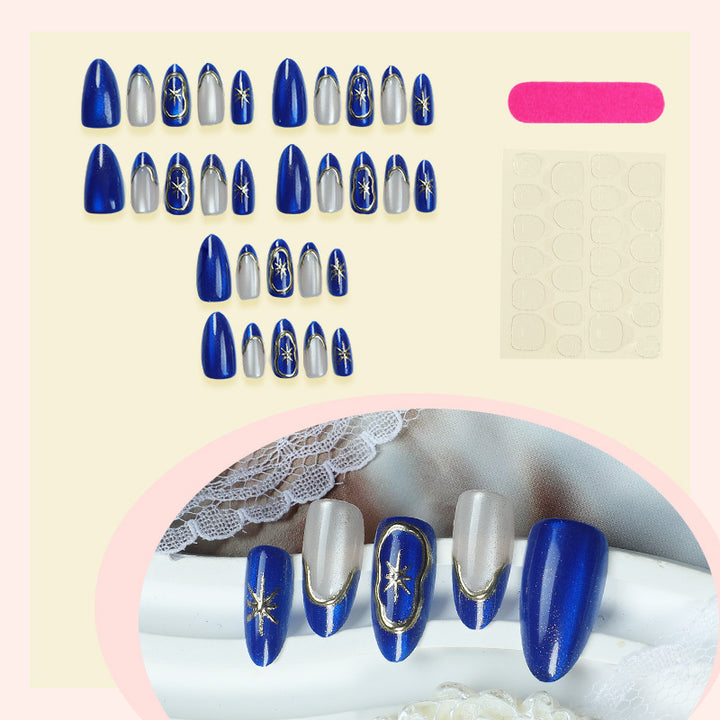 Artistic Press-On Nail Set with Elegant Star Designs Bowlift