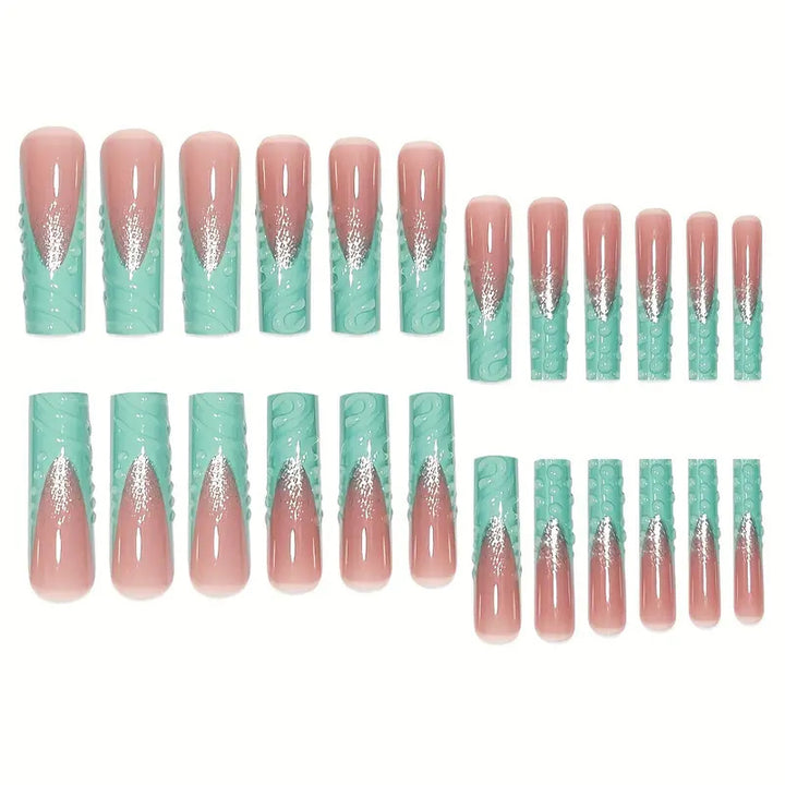 Artistic Wave-Pattern Press-On Nails Bowlift