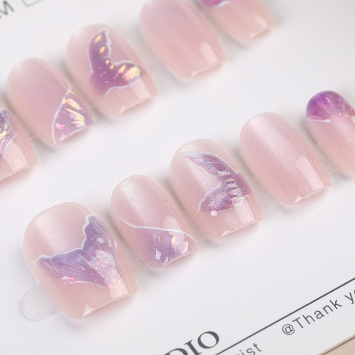 Butterfly Pattern Press-On Nail Set Bowlift