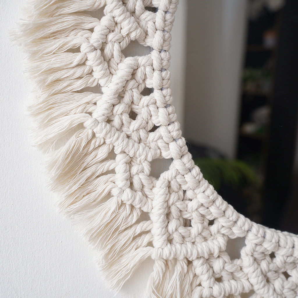 Decorative Macramé Round Wall Mirror Bowlift
