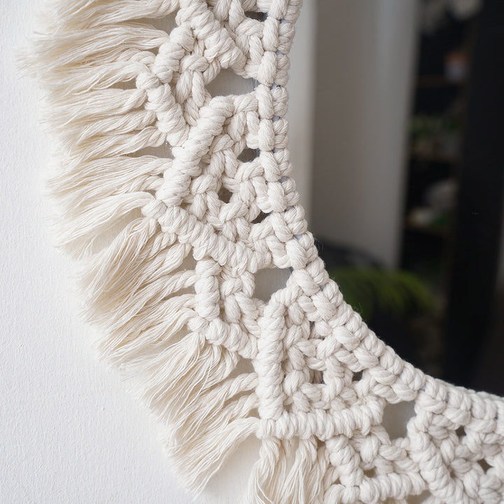 Decorative Macramé Round Wall Mirror Bowlift