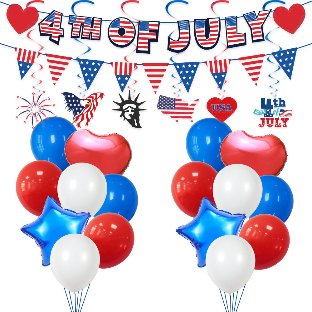 Unisex nan multi-piece hanging spiral garlands with patriotic USA cardboard pendants for party decoration Bowlift