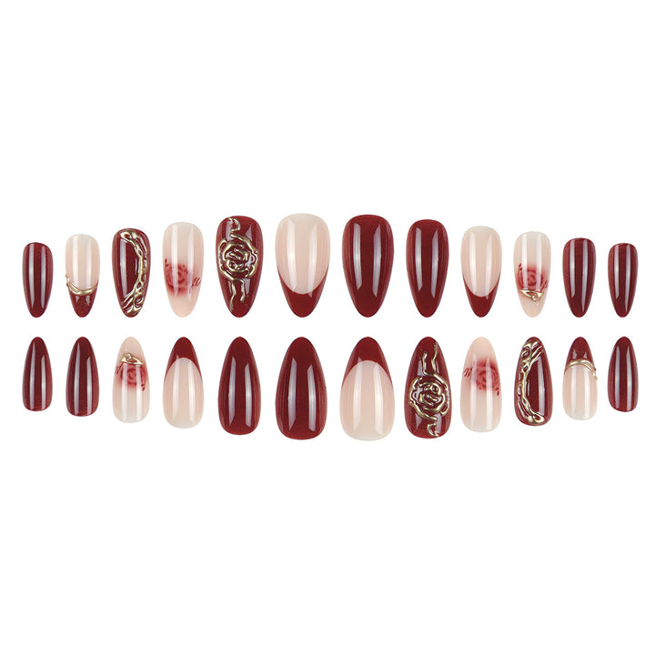 Luxury Artistic Press-On Nails with Embellished Design Bowlift