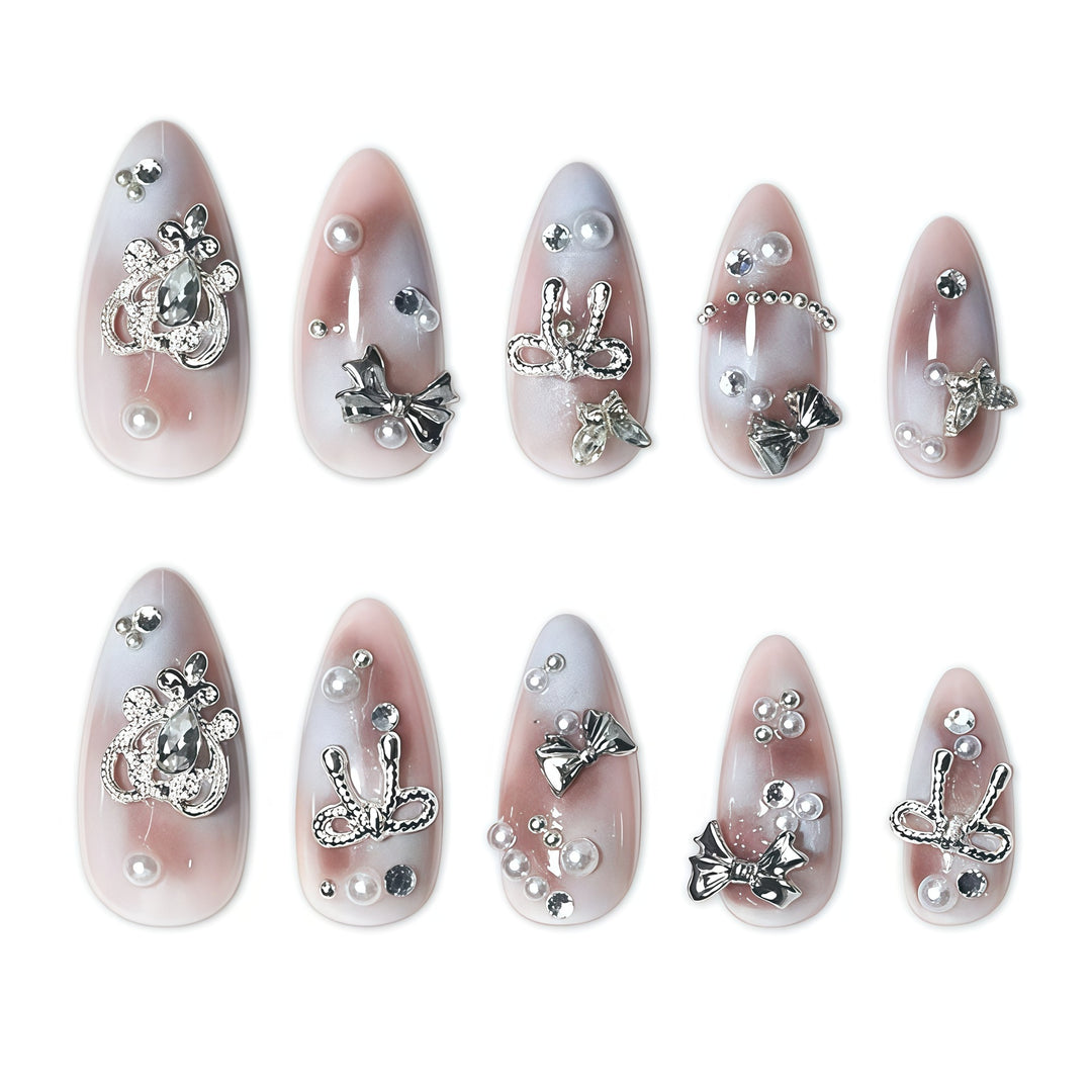 Decorative Stiletto Press-On Nail Set Bowlift