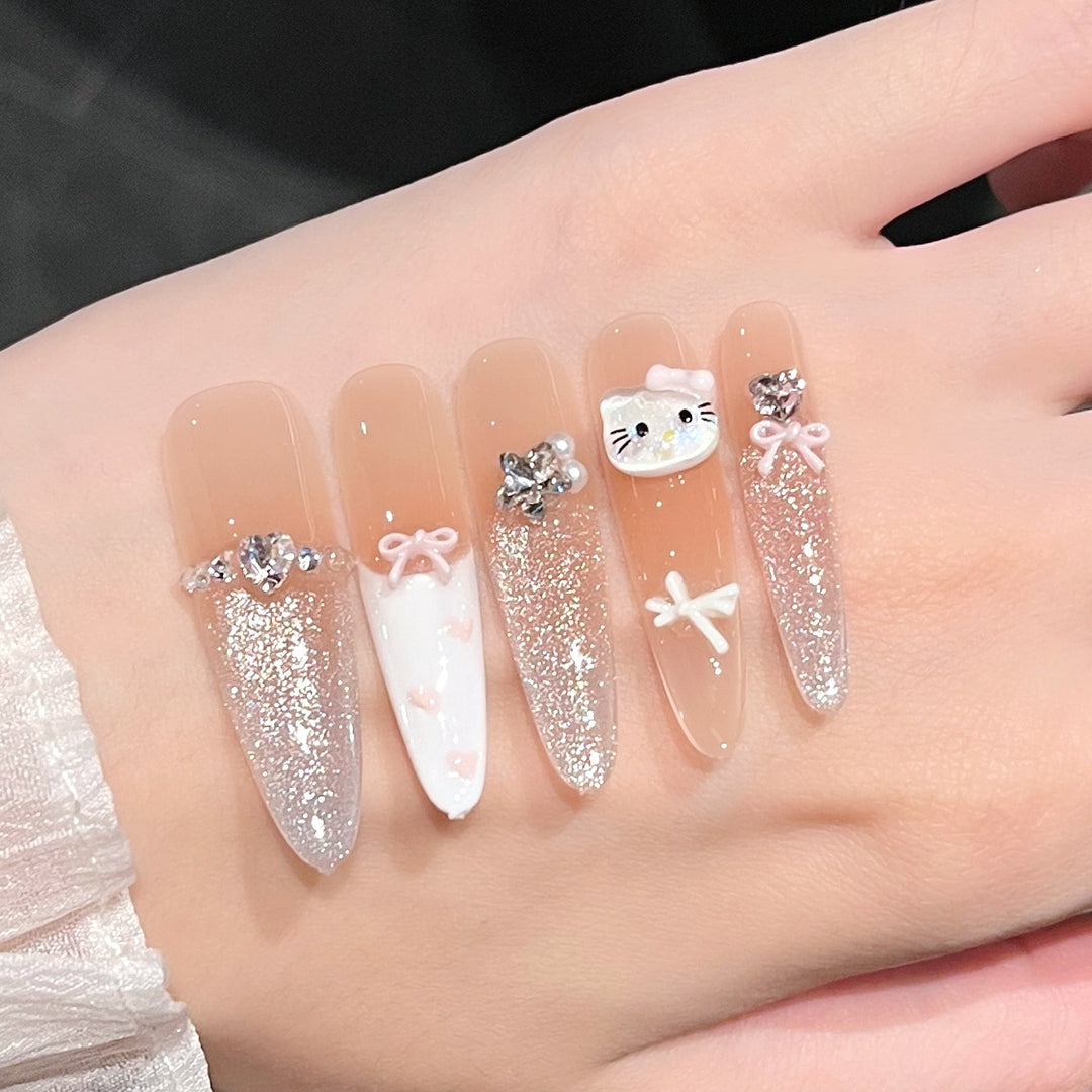 Decorative Premium Press-On Nail Extensions Bowlift