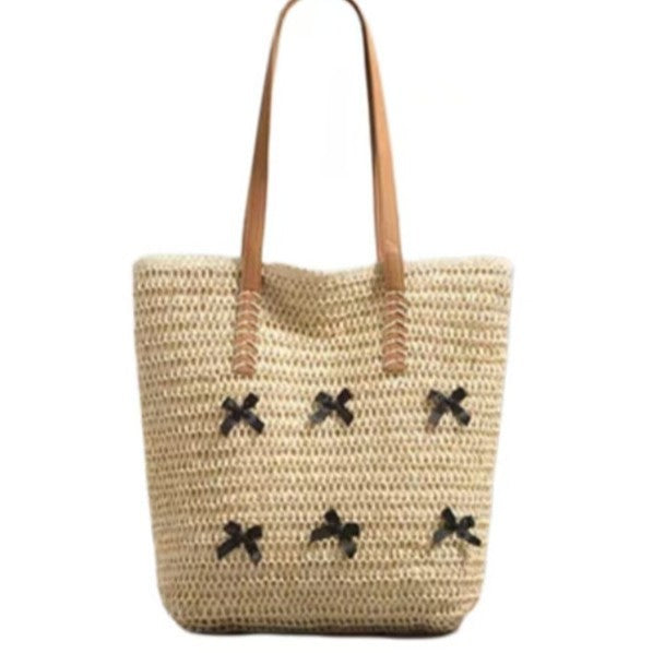 Braided Bast Bag with Decorative Bow Design Bowlift