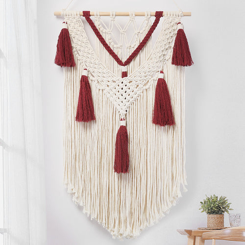 Macramé wall hanging with fringes and tassels Bowlift