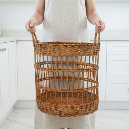 Handcrafted laundry basket made from natural rattan Bowlift
