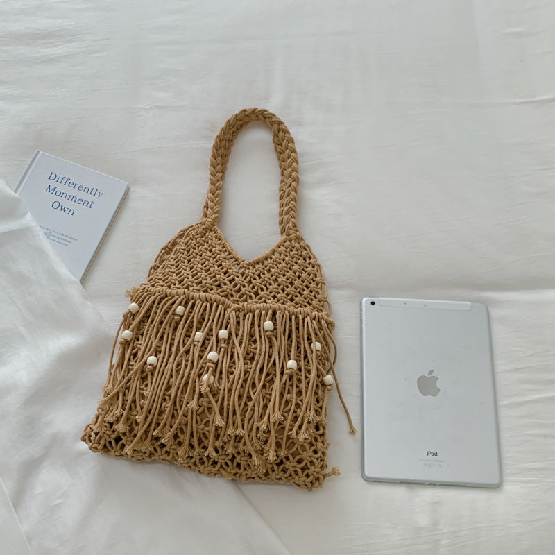 Handcrafted Macrame Bag with Tassels Bowlift