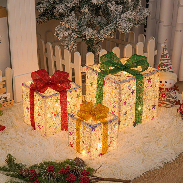 BowLift | Christmas Lights Gift Box Three-piece Party Decoration Ornaments