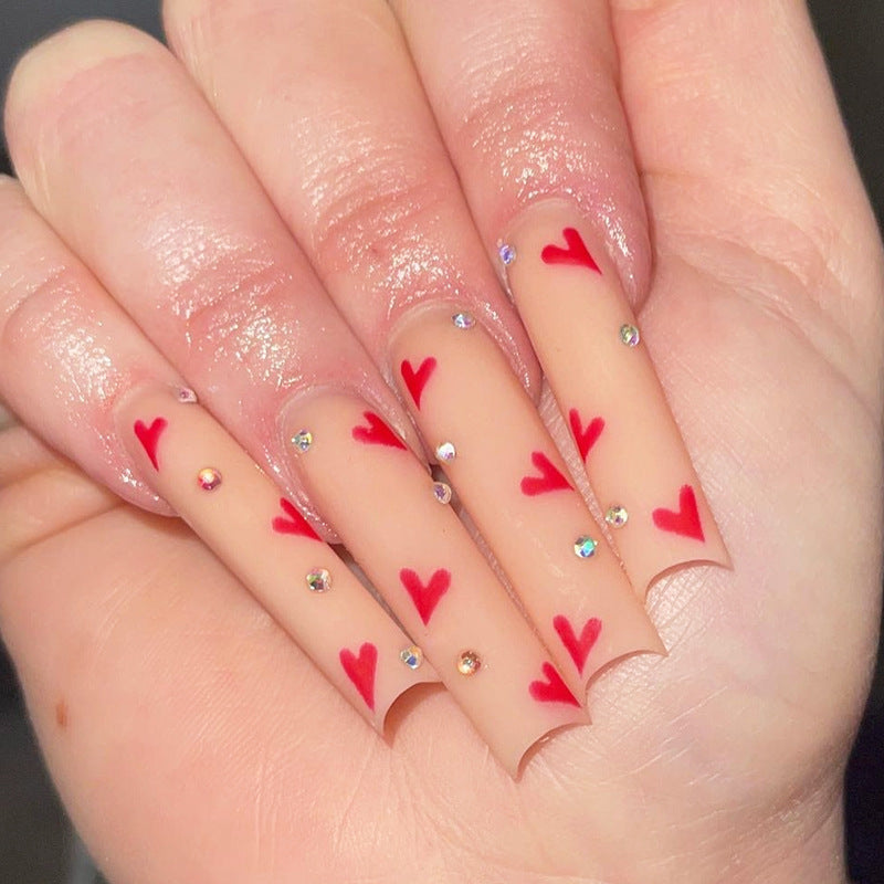 Decorative Heart Pattern Press-On Nails Kit Bowlift