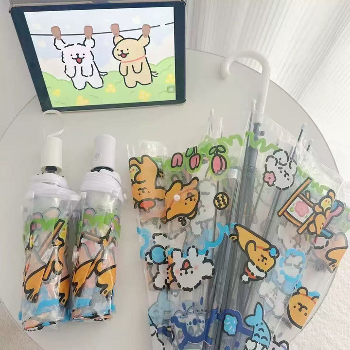 Women's Transparent Umbrella with Animal Patterns Bowlift