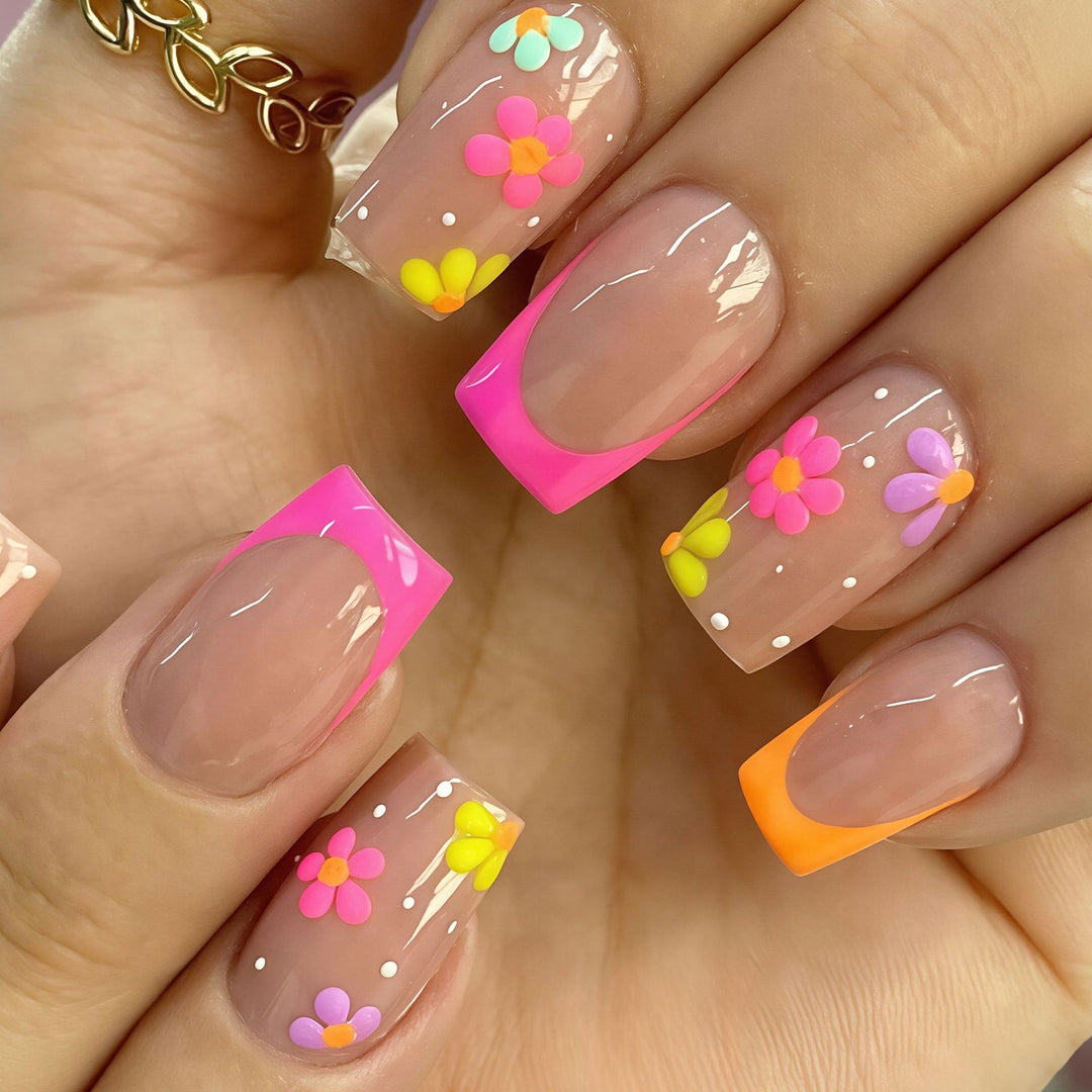 Floral Accent Press-On Nail Art Bowlift