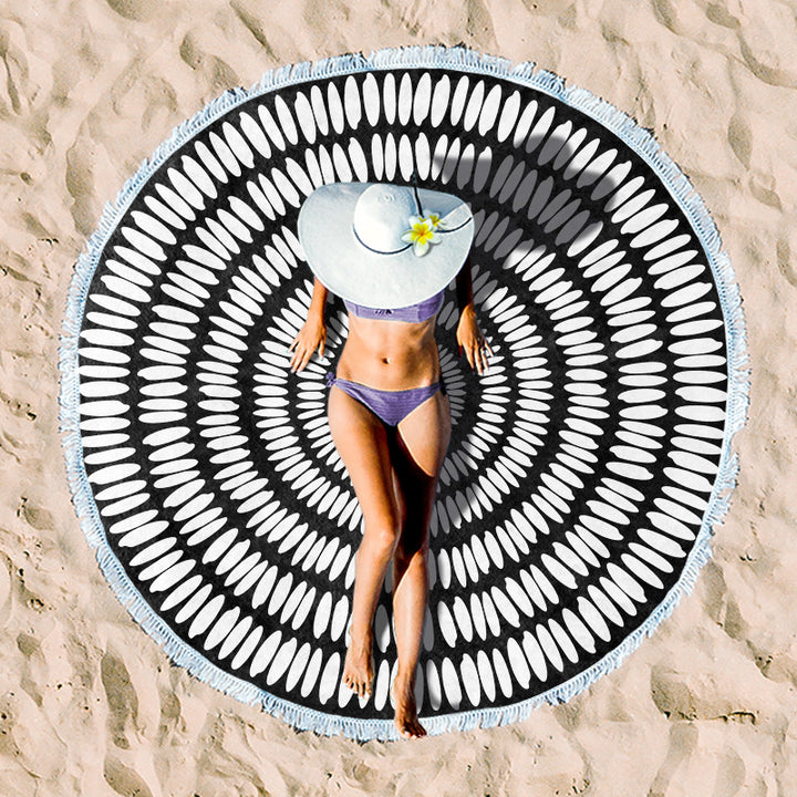 Round beach blanket with floral watercolor motifs Bowlift