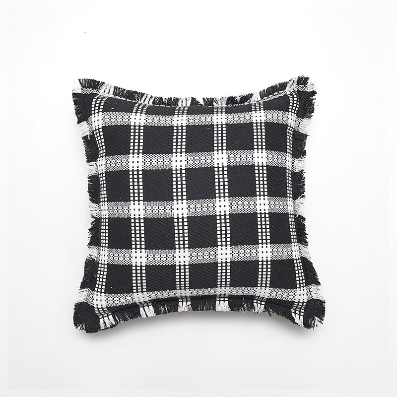 Soft Textured Plaid Decorative Throw Pillow