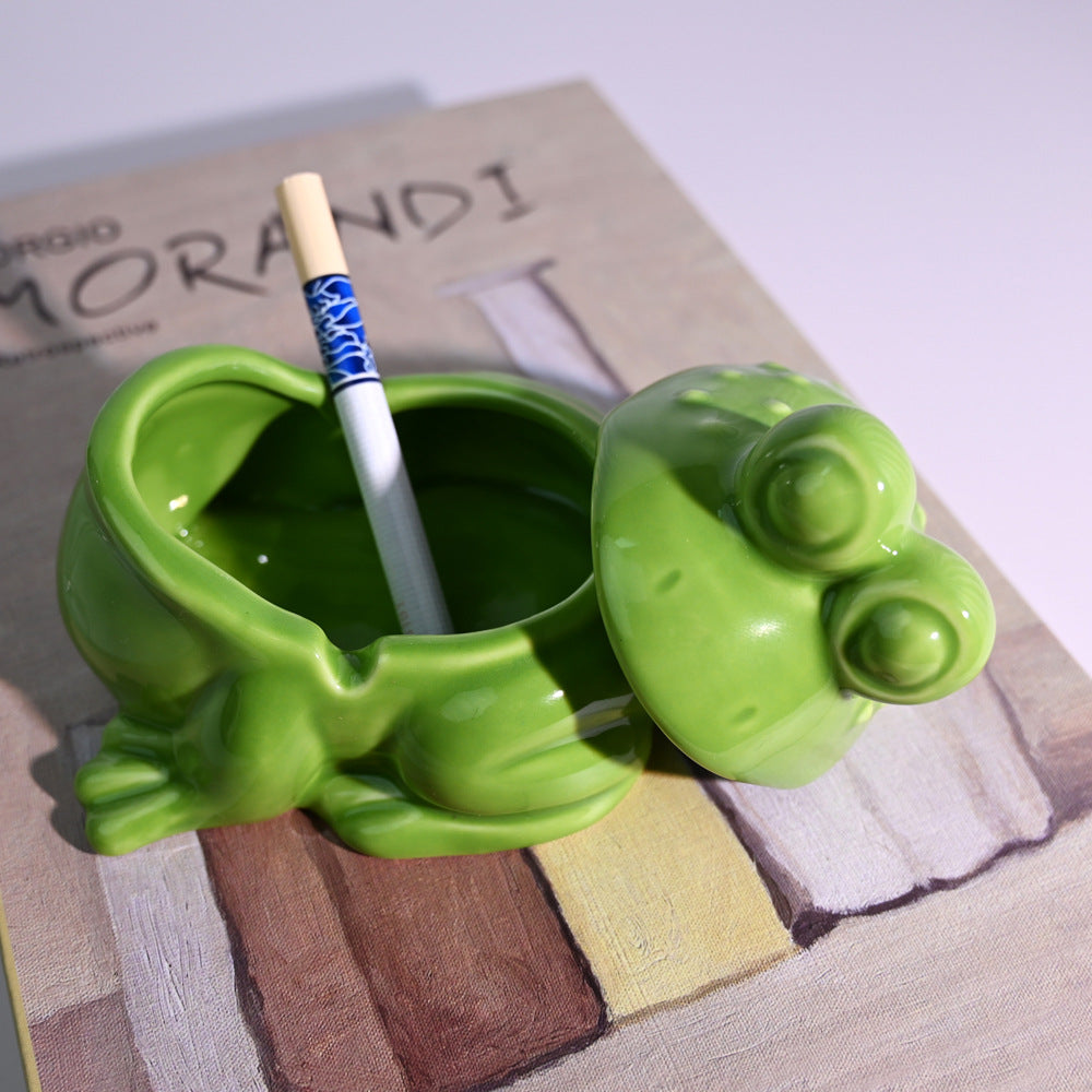 Frog-Shaped Decorative Ceramic Storage