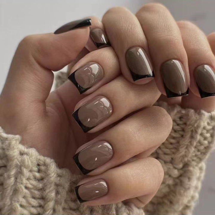 Elegant French Tip Press-On Nails Bowlift