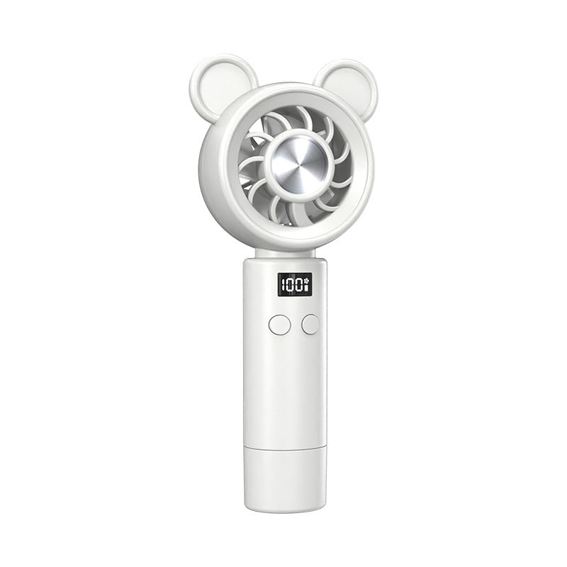 Unisex Portable Hand Fan in Cute Bear Design with Digital Display Bowlift