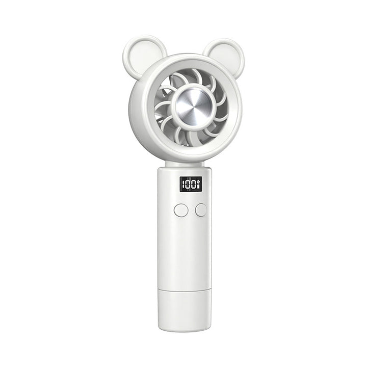 Unisex Portable Hand Fan in Cute Bear Design with Digital Display Bowlift