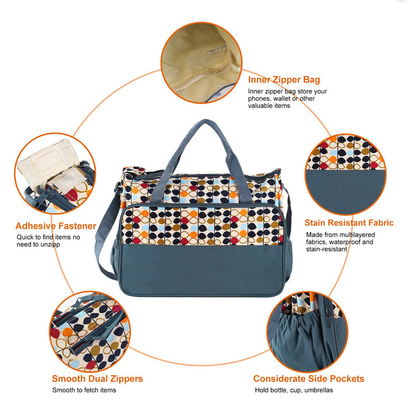 Multi-Functional Diaper Bag Tote with Changing Mat Bowlift