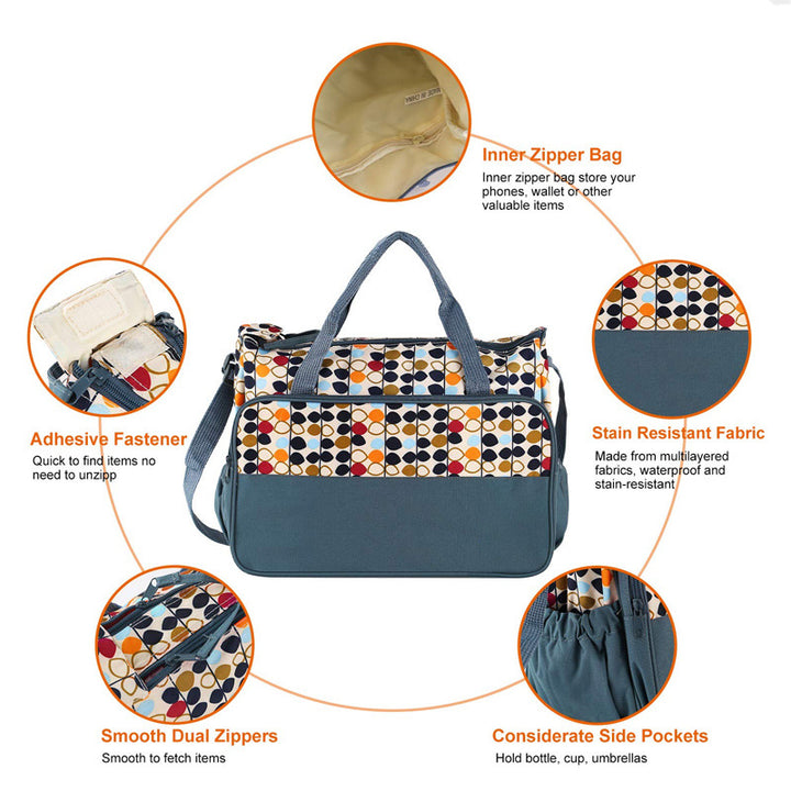 Multi-Functional Diaper Bag Tote with Changing Mat Bowlift