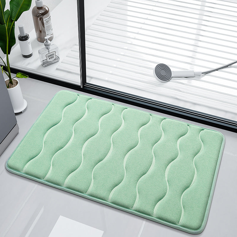 Plush Wave-Pattern Bath Mat