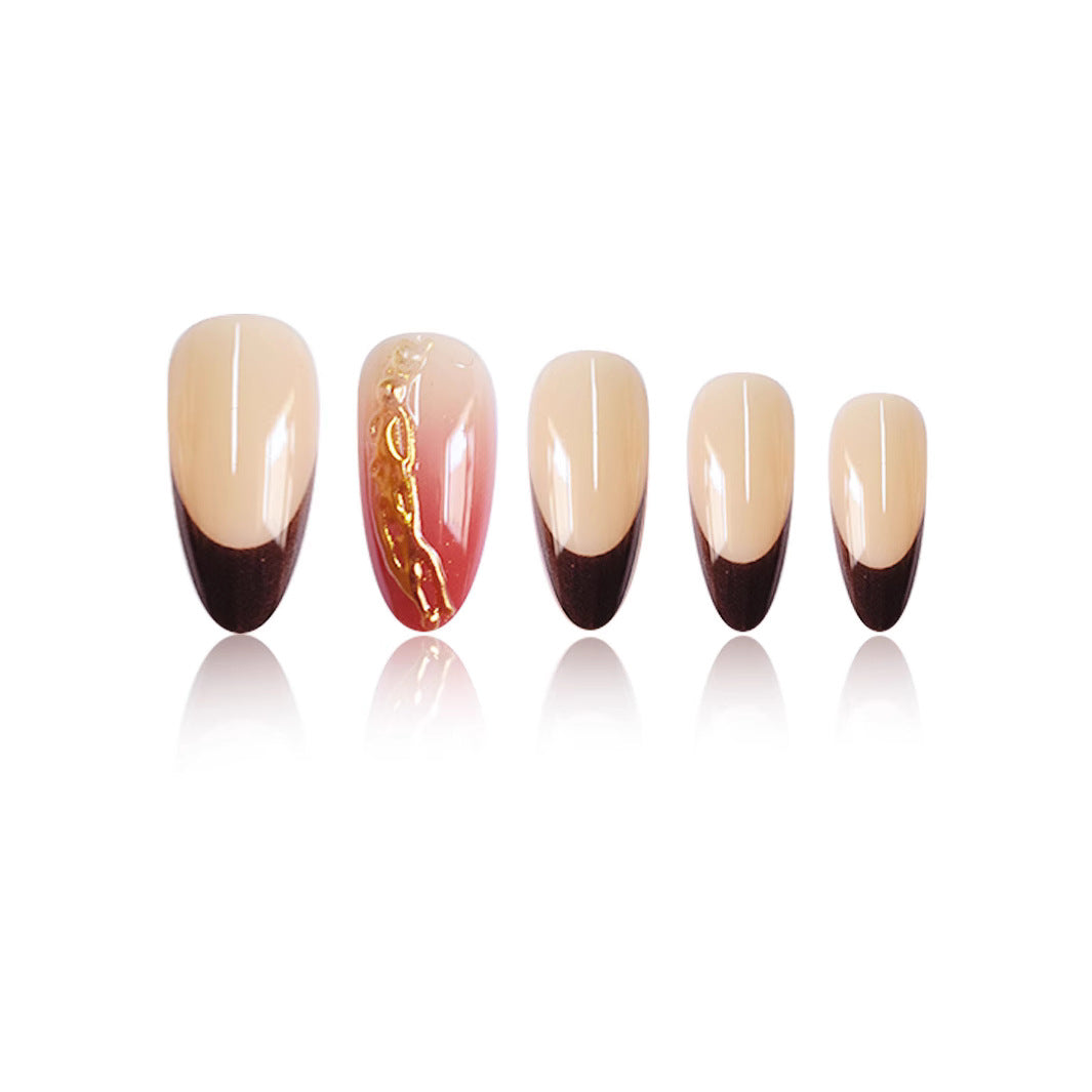 Artistic Almond-Shaped Press-On Nail Art Bowlift